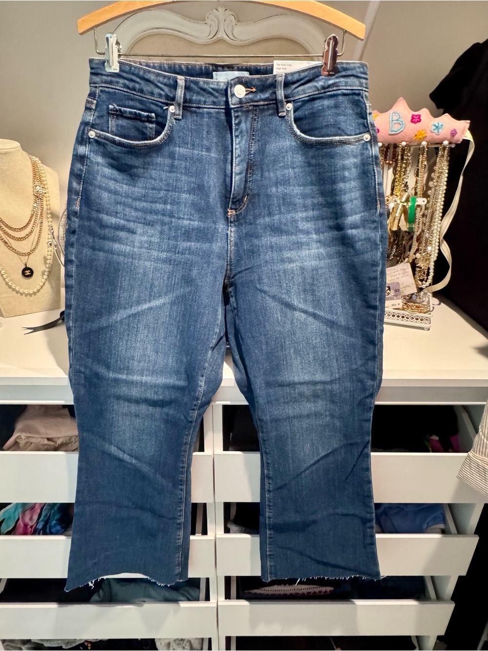 LOFT Dark Blue Cropped Straight Jeans